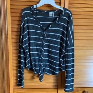 Paper Crane gray and white stripped long sleeve, size small, only worn few times